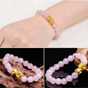 Vòng đá tỳ hưu thạch anh hồng mệnh Thổ, hỏa 10ly