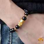Vòng tay tỳ hưu mệnh thủy mã não đen 12ly